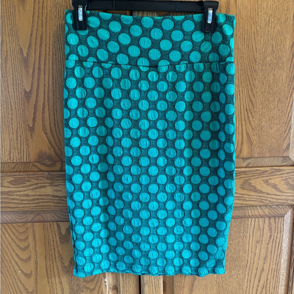 LuLaRoe Emerald Green Polka Dot Pencil Skirt